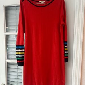 Boden light weight Sweater Dress with Striped Sleeves/ size 12